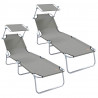 Leżak 2 pcs Szary 58 x 188 x 77cm Poliester