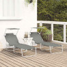 Leżak 2 pcs Szary 58 x 188 x 77cm Poliester