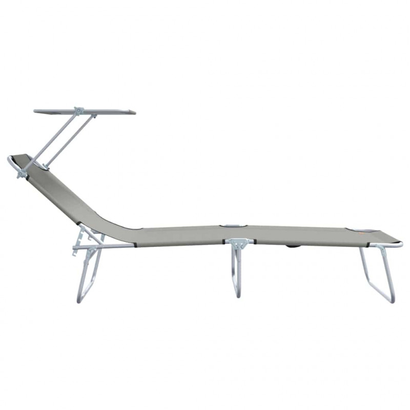 Leżak 2 pcs Szary 58 x 188 x 77cm Poliester