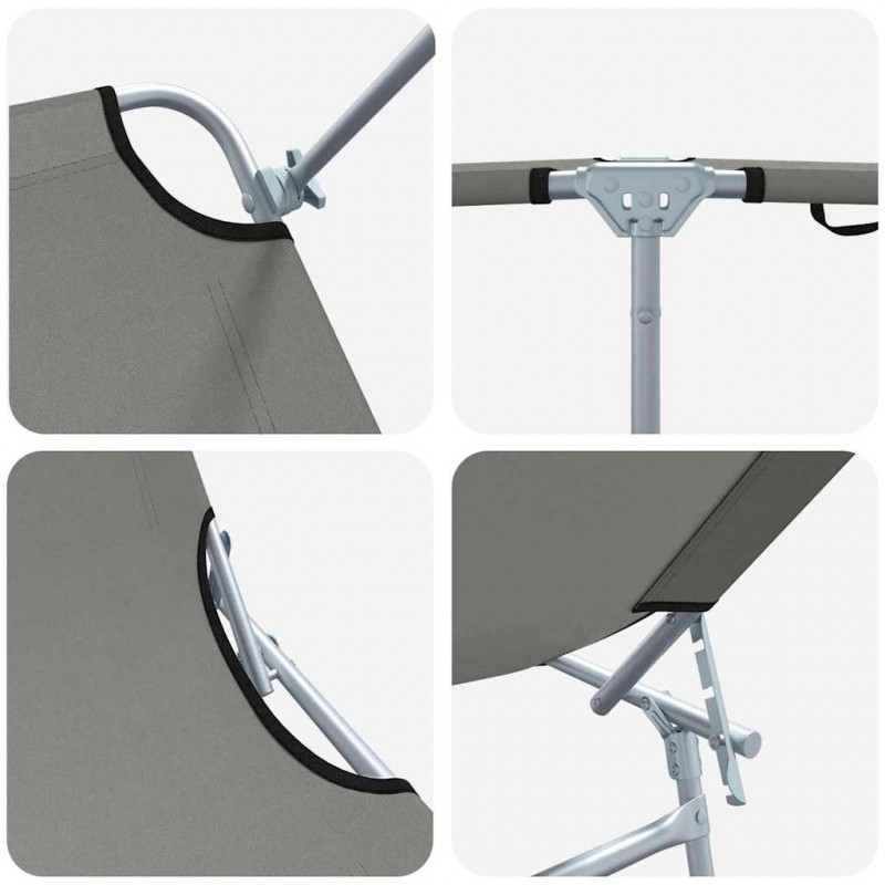 Leżak 2 pcs Szary 58 x 188 x 77cm Poliester