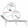 Leżak 2 pcs Szary 58 x 188 x 77cm Poliester