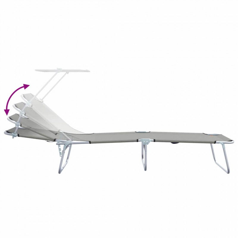 Leżak 2 pcs Szary 58 x 188 x 77cm Poliester