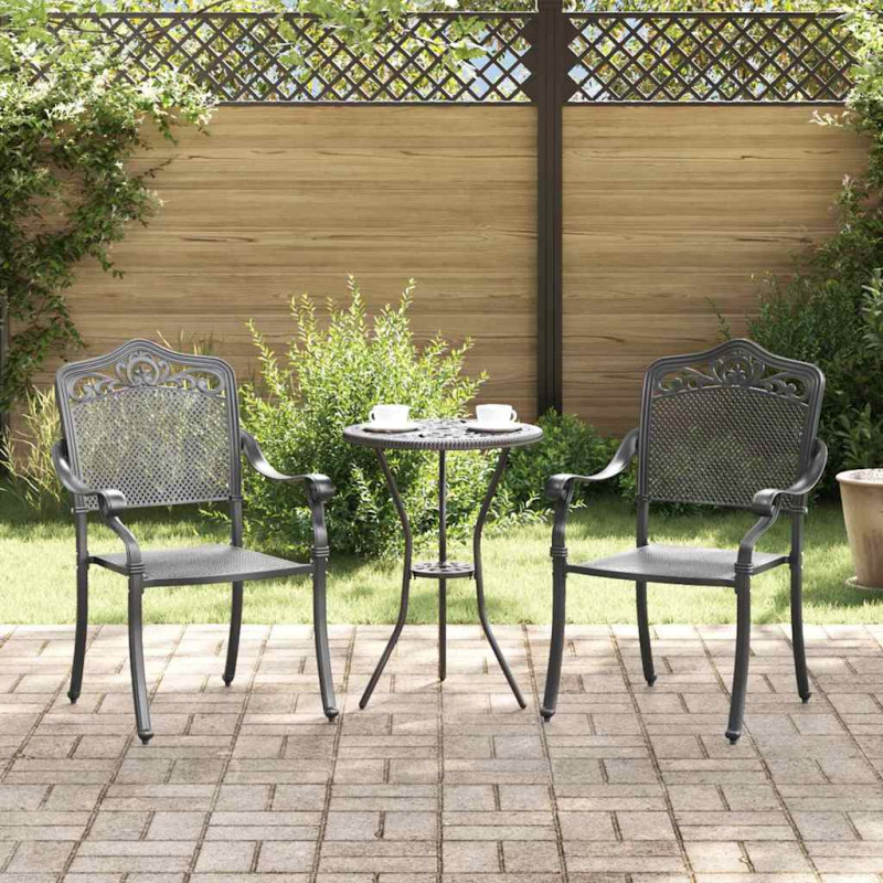 Krzesło Ogrodowe 2 pcs Czarny 55 x 55 x 92,5cm Aluminium