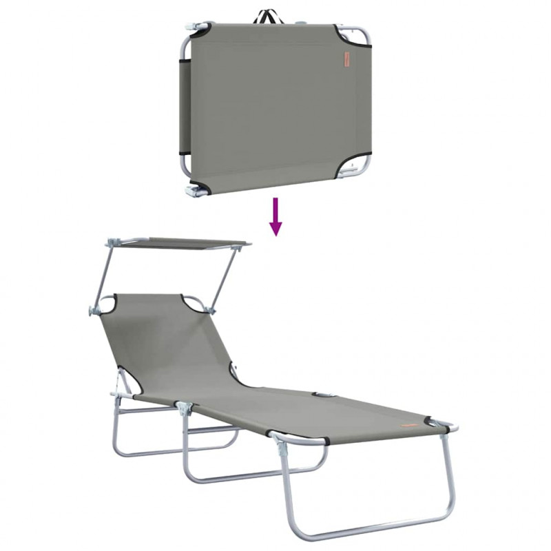 Leżak 2 pcs Szary 58 x 188 x 77cm Poliester