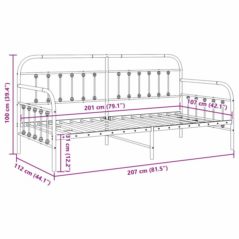 Rama łóżka dziennego Biały 107 x 203 cm Stal malowana proszkowo