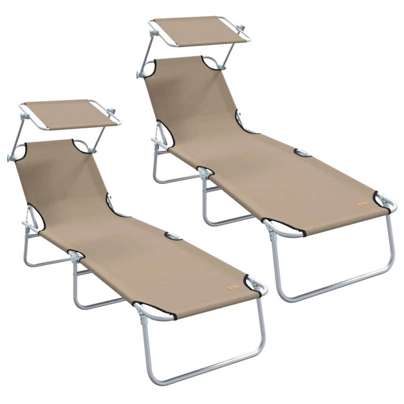 Leżak 2 pcs Ciemnoszary 58 x 188 x 77cm Poliester