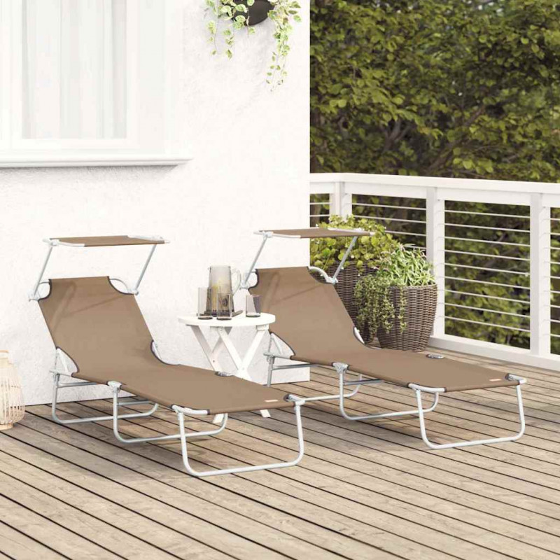 Leżak 2 pcs Ciemnoszary 58 x 188 x 77cm Poliester