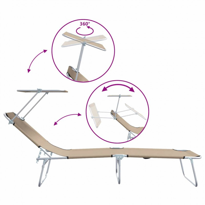 Leżak 2 pcs Ciemnoszary 58 x 188 x 77cm Poliester