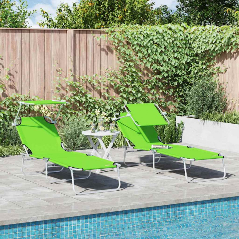 Leżak 2 pcs Zielony 58 x 188 x 77cm Poliester
