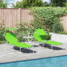 Leżak 2 pcs Zielony 58 x 188 x 77cm Poliester