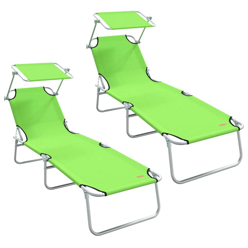 Leżak 2 pcs Zielony 58 x 188 x 77cm Poliester