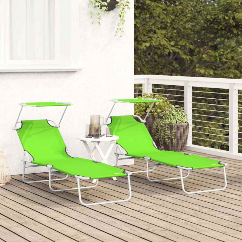 Leżak 2 pcs Zielony 58 x 188 x 77cm Poliester