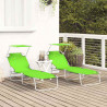 Leżak 2 pcs Zielony 58 x 188 x 77cm Poliester