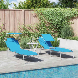 Leżak 2 pcs Jasnoniebieski 58 x 188 x 77cm Poliester