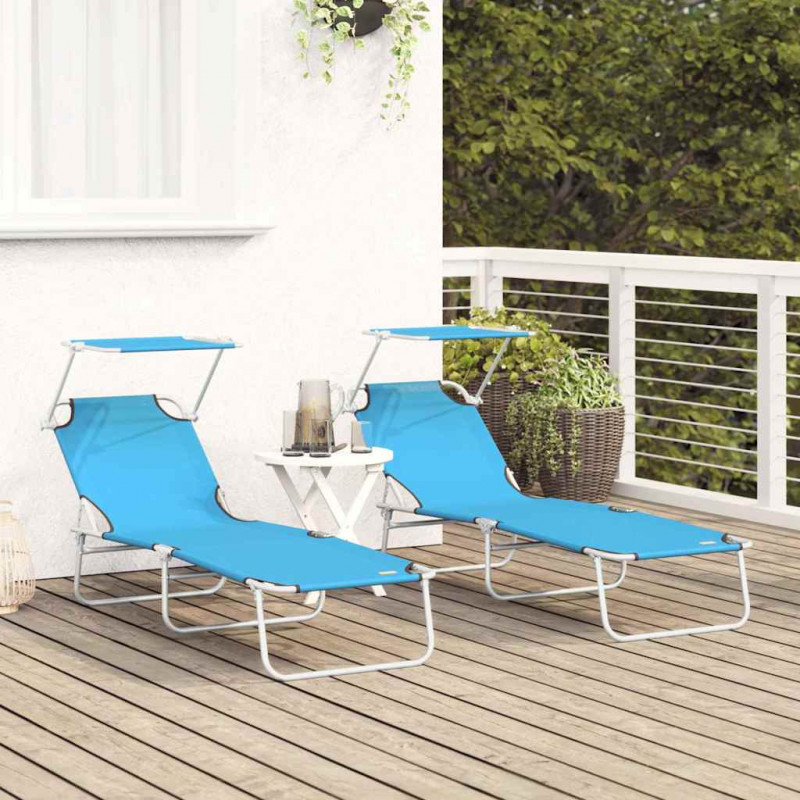 Leżak 2 pcs Jasnoniebieski 58 x 188 x 77cm Poliester