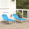 Leżak 2 pcs Jasnoniebieski 58 x 188 x 77cm Poliester