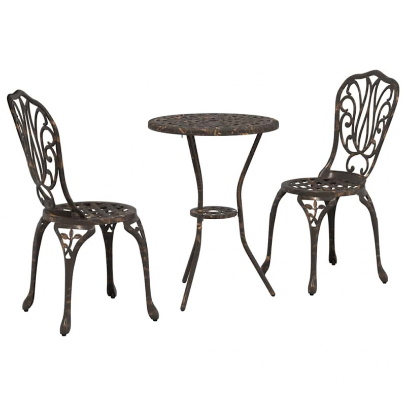 Zestaw Bistro Ogrodowego 3 pcs kolor bronzu Aluminium