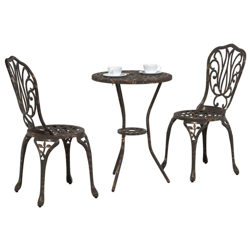Zestaw Bistro Ogrodowego 3 pcs kolor bronzu Aluminium