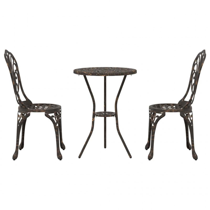 Zestaw Bistro Ogrodowego 3 pcs kolor bronzu Aluminium