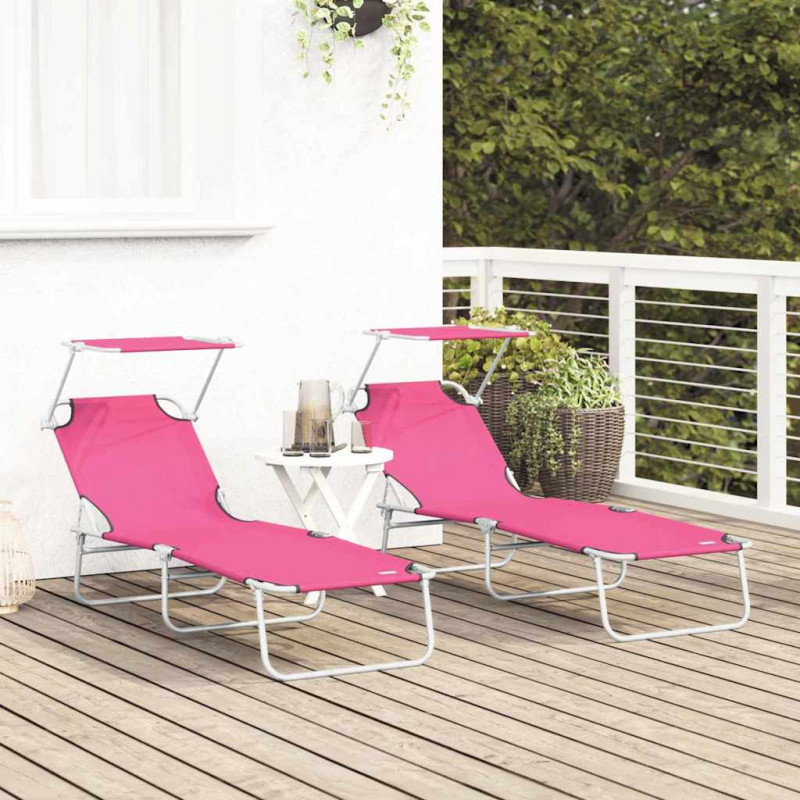 Leżak 2 pcs Różowy 58 x 188 x 77cm Poliester