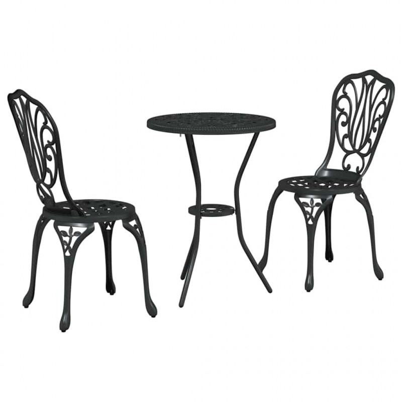 Zestaw Bistro Ogrodowego 3 pcs Czarny Aluminium