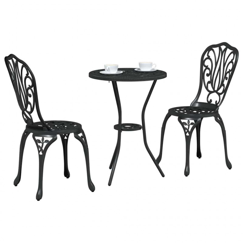 Zestaw Bistro Ogrodowego 3 pcs Czarny Aluminium