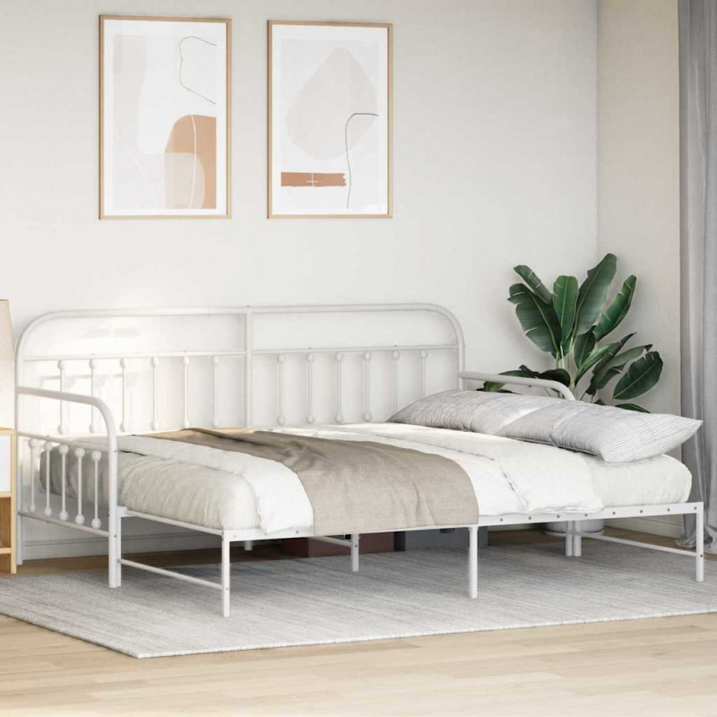 Rama łóżka dziennego Biały 107 x 203 cm Stal malowana proszkowo