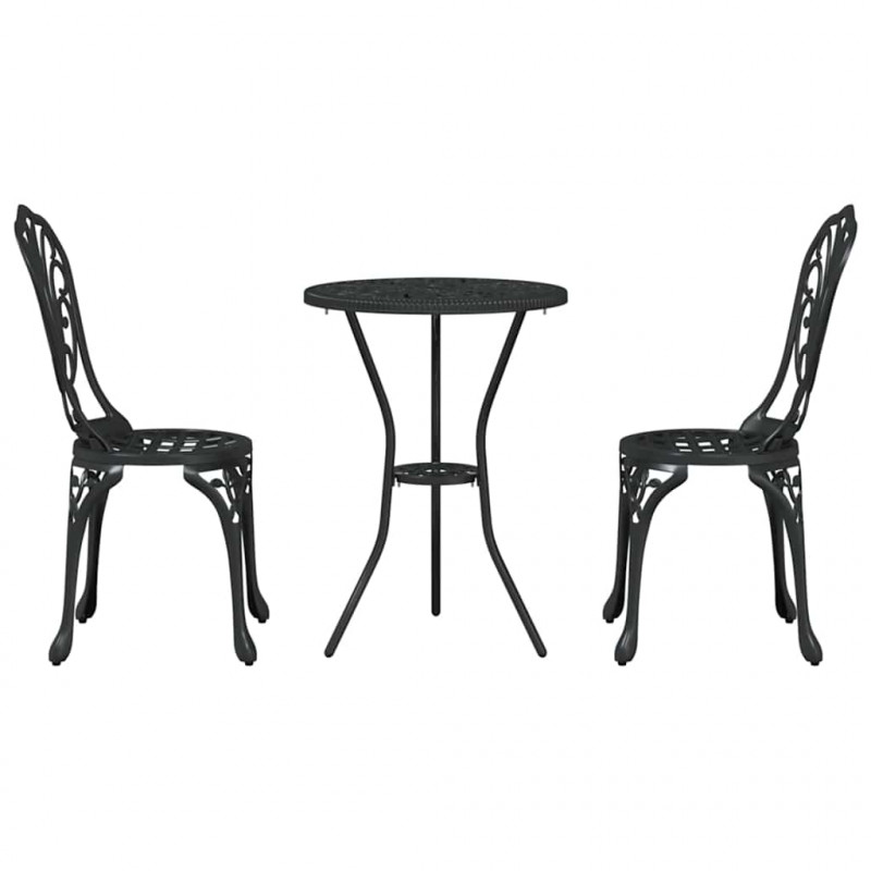 Zestaw Bistro Ogrodowego 3 pcs Czarny Aluminium