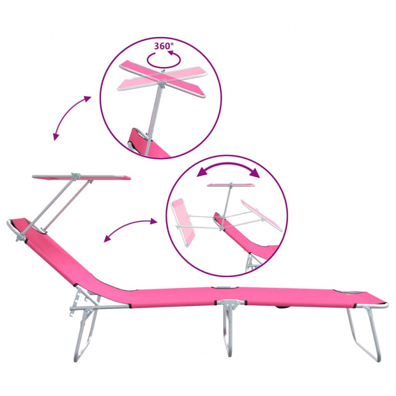Leżak 2 pcs Różowy 58 x 188 x 77cm Poliester