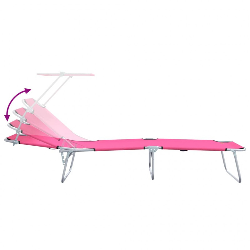 Leżak 2 pcs Różowy 58 x 188 x 77cm Poliester