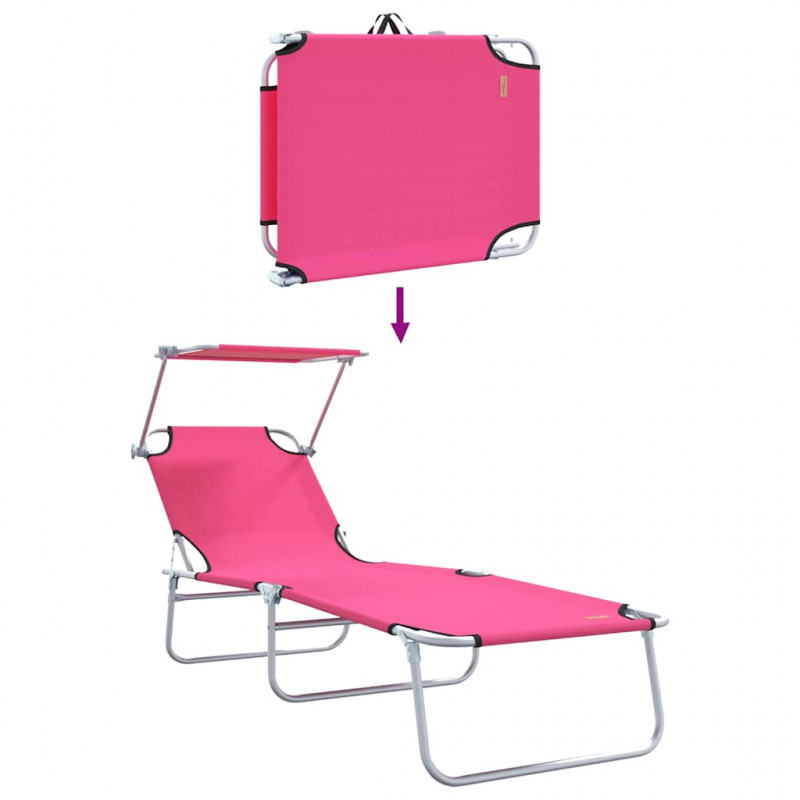 Leżak 2 pcs Różowy 58 x 188 x 77cm Poliester