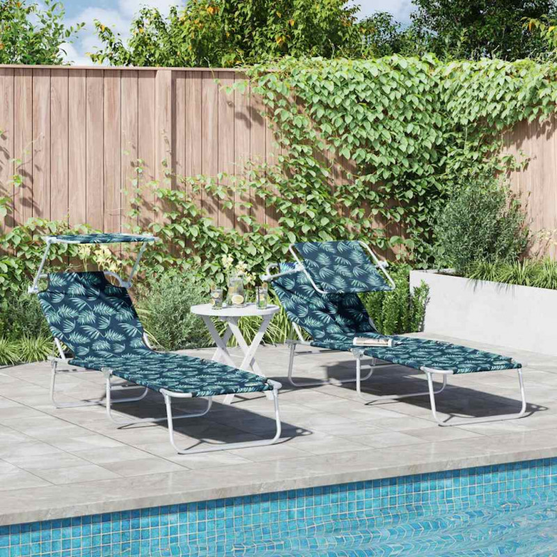 Leżak 2 pcs Zielony 58 x 188 x 77cm Poliester