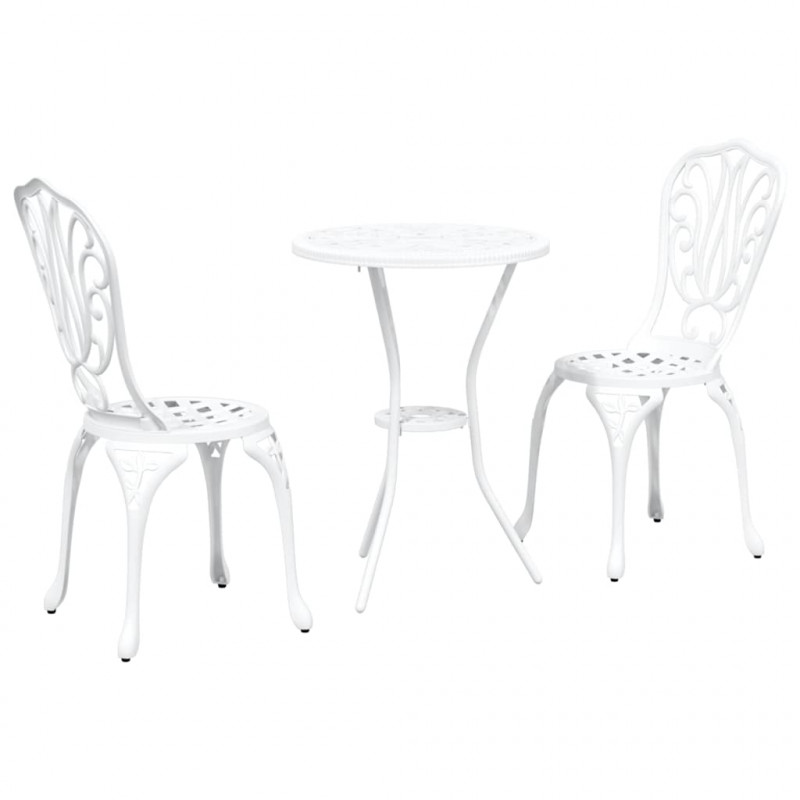 Zestaw Bistro Ogrodowego 3 pcs Biały Aluminium