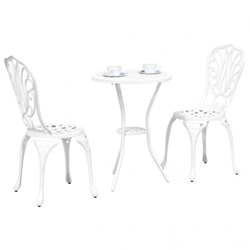 Zestaw Bistro Ogrodowego 3 pcs Biały Aluminium