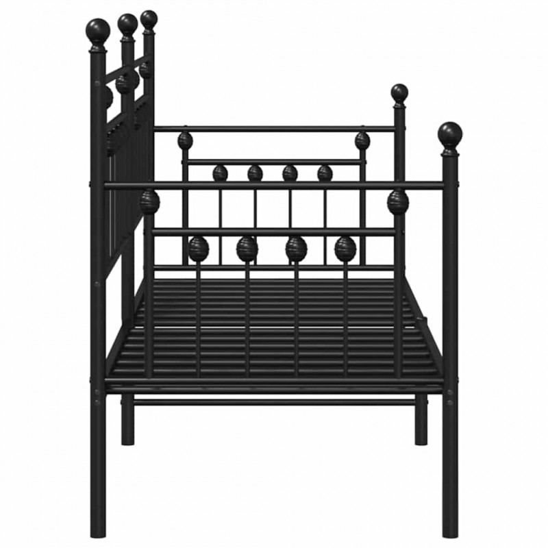 Rama łóżka dziennego Z zagłówkiem Czarny 75 x 190 cm Stal