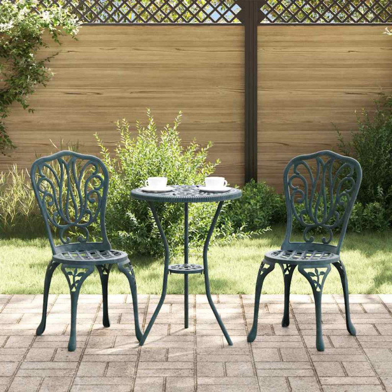 Zestaw Bistro Ogrodowego 3 pcs Zielony Aluminium