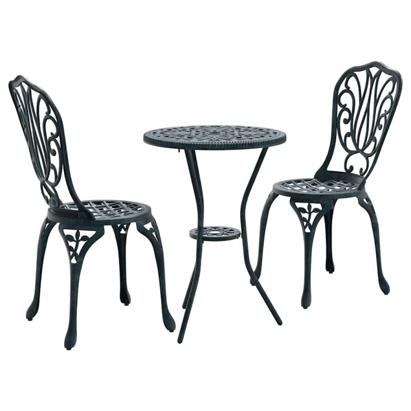 Zestaw Bistro Ogrodowego 3 pcs Zielony Aluminium