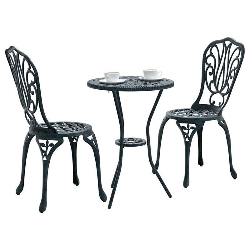 Zestaw Bistro Ogrodowego 3 pcs Zielony Aluminium