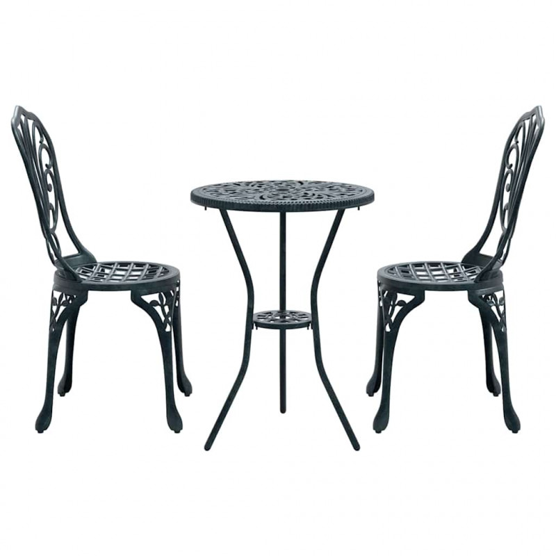 Zestaw Bistro Ogrodowego 3 pcs Zielony Aluminium