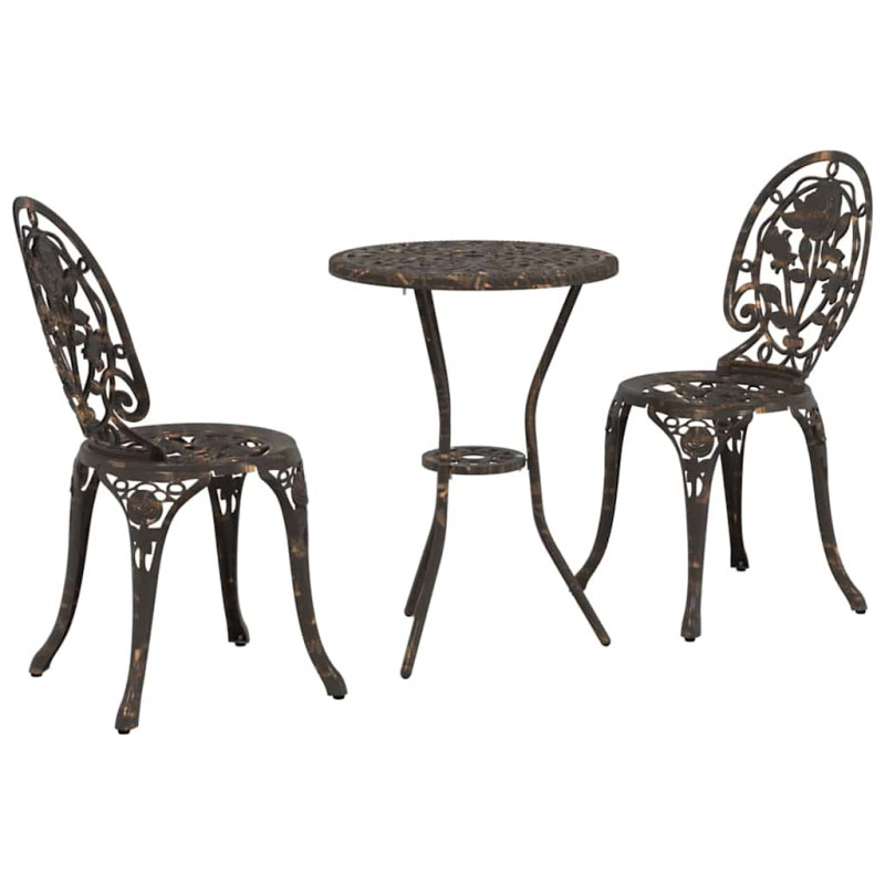 Zestaw Bistro Ogrodowego 3 pcs kolor bronzu Aluminium
