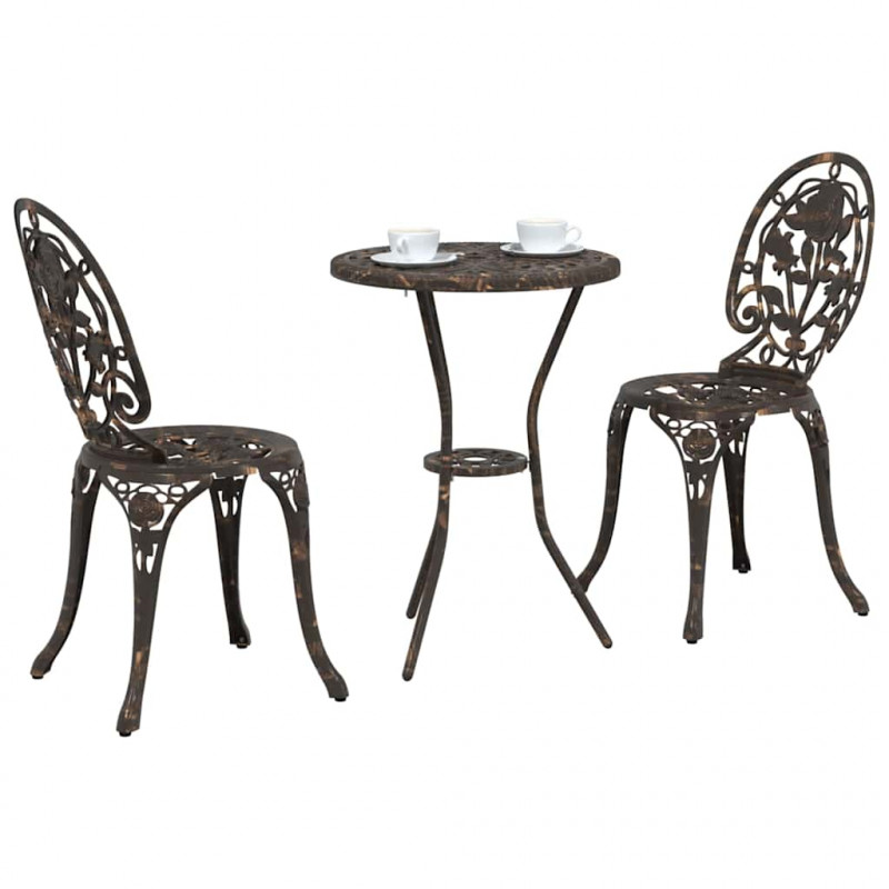 Zestaw Bistro Ogrodowego 3 pcs kolor bronzu Aluminium