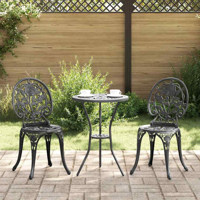Zestaw Bistro Ogrodowego 3 pcs Czarny Aluminium