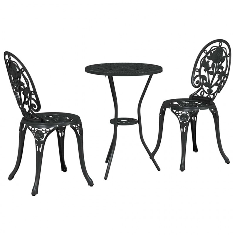 Zestaw Bistro Ogrodowego 3 pcs Czarny Aluminium