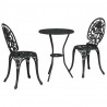 Zestaw Bistro Ogrodowego 3 pcs Czarny Aluminium
