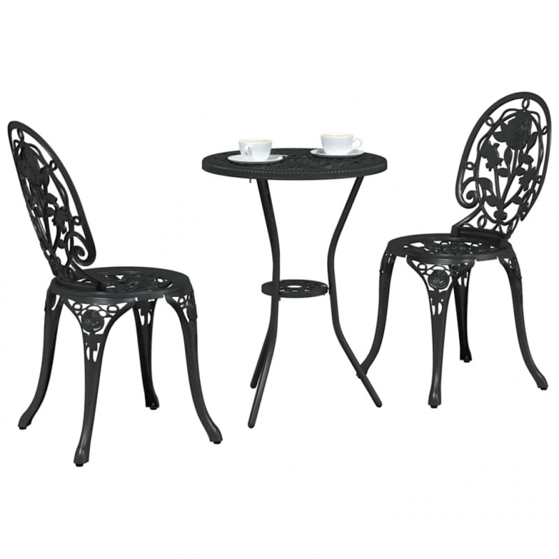 Zestaw Bistro Ogrodowego 3 pcs Czarny Aluminium