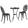 Zestaw Bistro Ogrodowego 3 pcs Czarny Aluminium