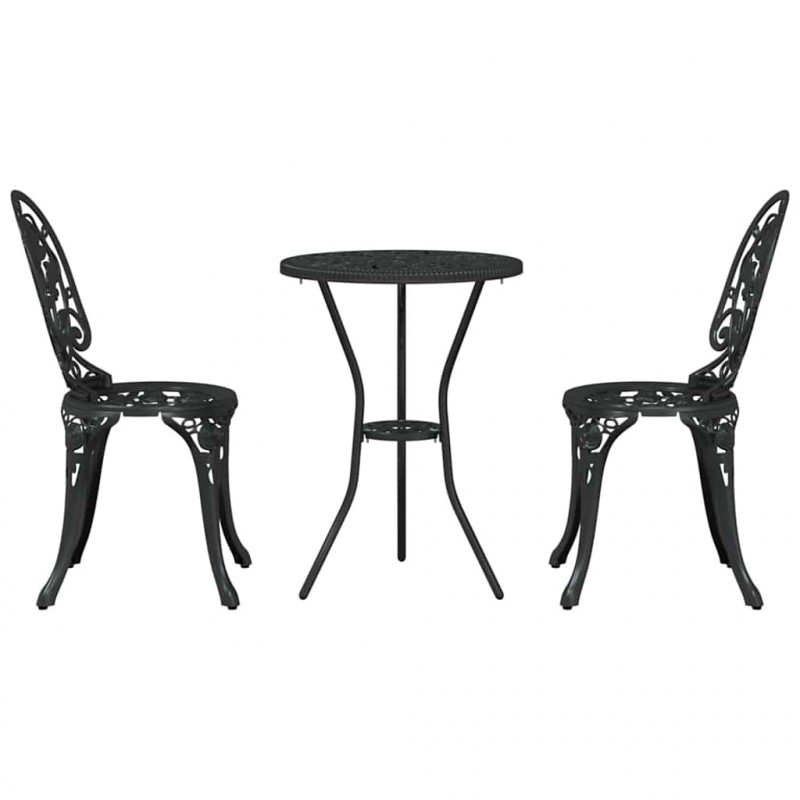 Zestaw Bistro Ogrodowego 3 pcs Czarny Aluminium