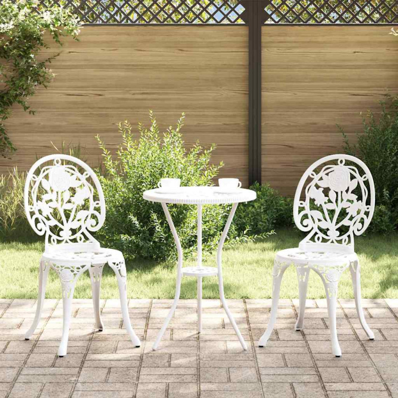 Zestaw Bistro Ogrodowego 3 pcs Biały Aluminium