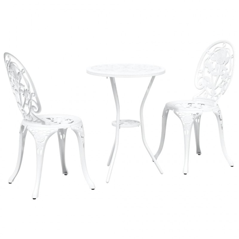 Zestaw Bistro Ogrodowego 3 pcs Biały Aluminium