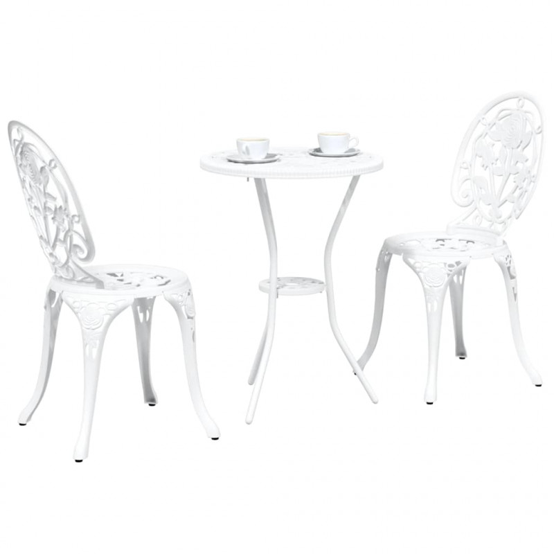 Zestaw Bistro Ogrodowego 3 pcs Biały Aluminium